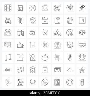 Isolated Symbols Set of 49 Simple Line Icons of labour, tools, calculate, multimedia, musical Vector Illustration Stock Vector