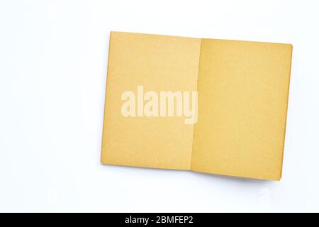 Opened empty book isolated on white background. Copy space Stock Photo