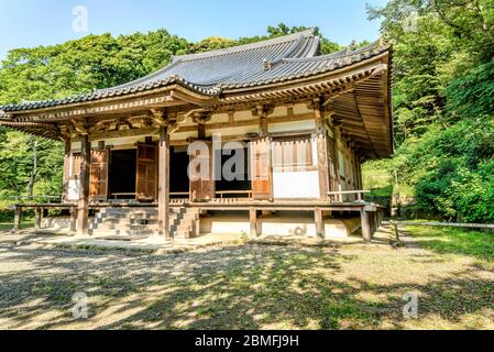 The Main Hall of Old Tomyoji built in 1457 at Sankeien Garden Open Air Museum, Yokohama, Kanagawa, Japan. Stock Photo