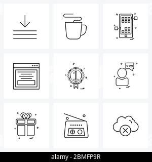 9 Universal Line Icons for Web and Mobile sports, interface, tea, interaction, phone Vector Illustration Stock Vector