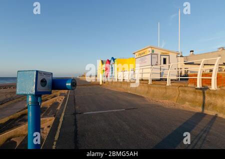 Prestatyn, UK : Jul 2, 2019: Owl Telescopes are coin operated telescopes which can be found at various scenic locations around the UK such as this one Stock Photo