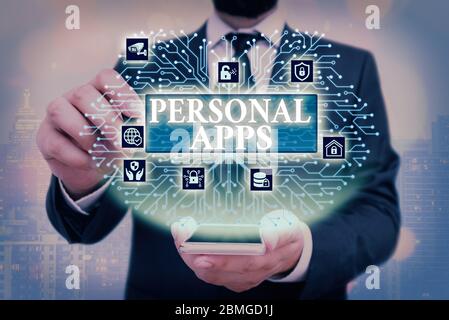 Handwriting text Personal Apps. Conceptual photo Organizer Online Calendar Private Information Data Stock Photo