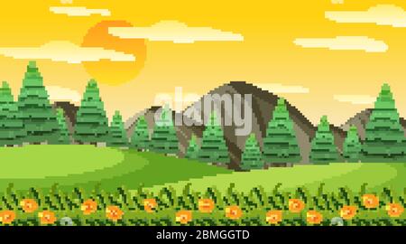 Background scene with many trees in the park illustration Stock Vector ...
