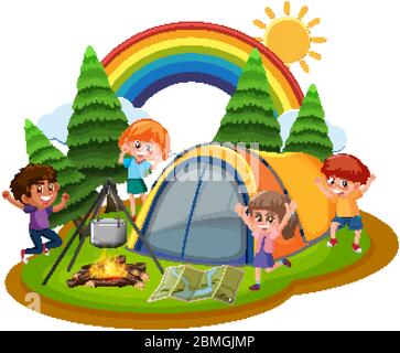 Children camping out in the woods Stock Vector Image & Art - Alamy