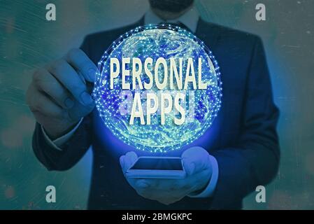 Handwriting text writing Personal Apps. Conceptual photo Organizer Online Calendar Private Information Data Elements of this image furnished by NASA Stock Photo