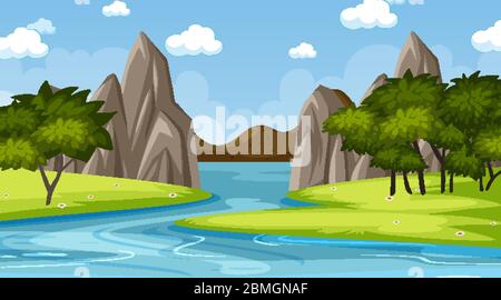 Background scene with many trees in the park illustration Stock Vector ...