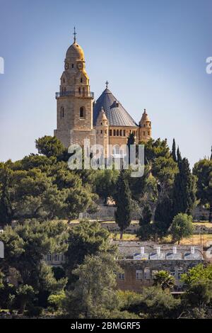 Jerusalem, Israel - May 5th, 2020: The abbey of the Dormition, located on mount Zion, Jerusalem, Israel. Stock Photo