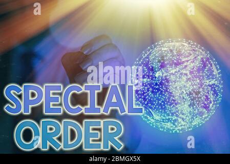 Handwriting text writing Special Order. Conceptual photo Specific Item Requested a Routine Memo by Military Headquarters Elements of this image furnis Stock Photo