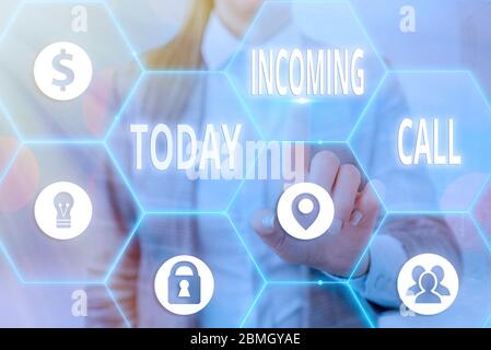 Writing note showing Incoming Call. Business concept for Inbound Received Caller ID Telephone Voicemail Vidcall Stock Photo