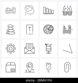 Universal Symbols of 16 Modern Line Icons of drawing, glasses, lightning, party, business Vector Illustration Stock Vector