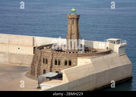 Lighthouse on the breakwater, Port of Melilla, Spanish Morocco, Spain Stock Photo