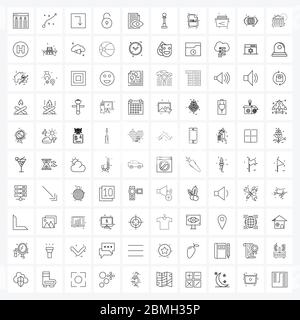 Set of 100 Simple Line Icons for Web and Print such as file, document, box, unlock, key Vector Illustration Stock Vector