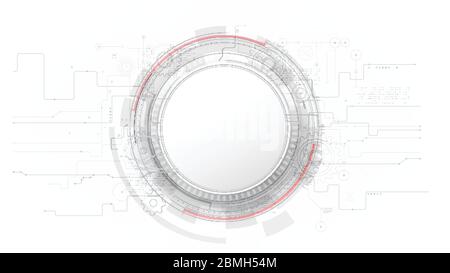 Futuristic and technology grey with a white abstract background, Circle HUD head-up display interface for communication and innovation cyber concept, Stock Vector