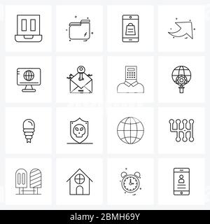 16 Universal Line Icons for Web and Mobile communication, arrow, pointer, arrow Vector Illustration Stock Vector