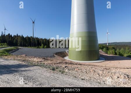 foundation of a wind turbine in the forest Stock Photo