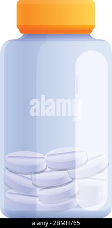 Capsule plastic jar icon. Cartoon of capsule plastic jar vector icon for web design isolated on white background Stock Vector