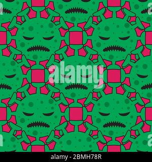 Seamless pattern of a biological virus on a pink background. Vector image Stock Vector