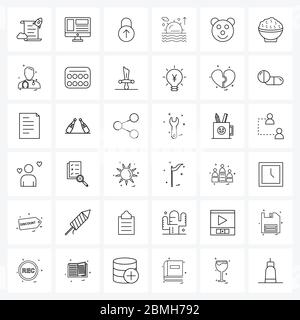 Universal Symbols of 36 Modern Line Icons of Chinese, bear, secure, animal, rise Vector Illustration Stock Vector