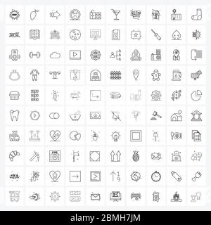 Pack of 100 Universal Line Icons for Web Applications home, cooking, arrow, center, unhappy Vector Illustration Stock Vector