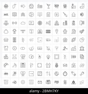 Pack of 100 Universal Line Icons for Web Applications home, cooking, arrow, center, unhappy Vector Illustration Stock Vector