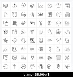 Pack of 64 Universal Line Icons for Web Applications business, sun, broken, day, valentine Vector Illustration Stock Vector