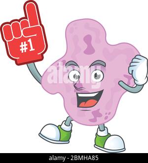 Cartoon character concept of tetracoccus holding red foam finger Stock Vector