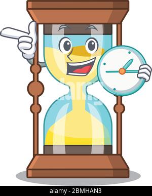 Chronometer mascot design concept smiling with clock Stock Vector