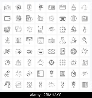 64 Interface Line Icon Set of modern symbols on folder, photo, water, cam, nature Vector Illustration Stock Vector