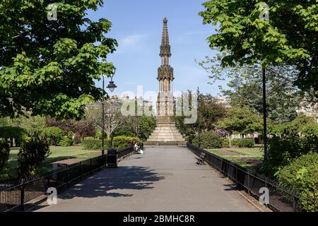 Queen Victoria monument, Hamilton square, Birkenhead. Stone sculpture in the form of an Eleanor cross. Stock Photo