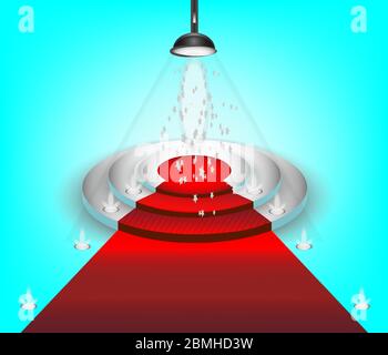 Stage podium with lighting on soft blue Stock Vector