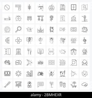 64 Interface Line Icon Set of modern symbols on meal, Halloween, leaf, pumpkin, arrow Vector Illustration Stock Vector