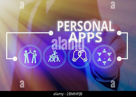 Handwriting text Personal Apps. Conceptual photo Organizer Online Calendar Private Information Data Stock Photo