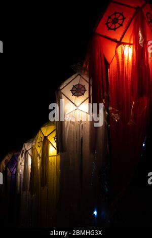 colorful Vesak decorations in home night photography Stock Photo ...