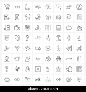 64 Universal Line Icon Pixel Perfect Symbols of network, text, recreation, doc, security Vector Illustration Stock Vector