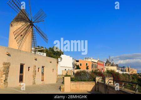 Windmill in Barrio Es Jonquet, Palma De Mallorca, Majorca, Belearic Islands, Spain, Europe Stock Photo