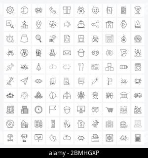 Pixel Perfect Set of 100 Vector Line Icons such as surprise, gift box, chat, answer, telephone Vector Illustration Stock Vector