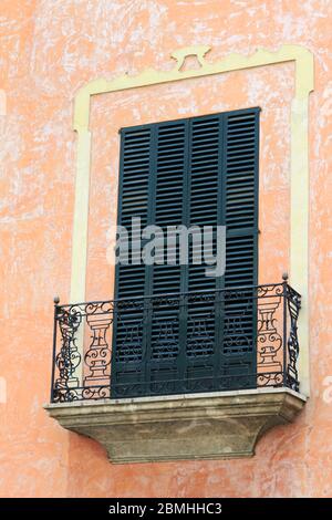 Balcony on La Rambla, Palma de Mallorca, Mallorca, Balaeric  Islands, Spain, Europe Stock Photo