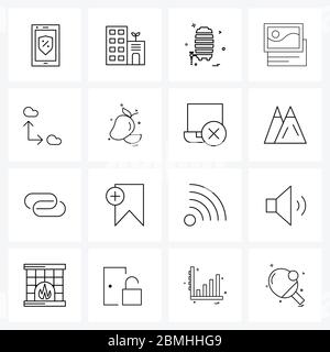 16 Universal Line Icons for Web and Mobile storage, cloud, farming, seo, gallery Vector Illustration Stock Vector