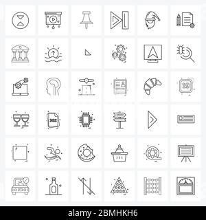 36 Interface Line Icon Set of modern symbols on clause, next, marker, last, end Vector Illustration Stock Vector