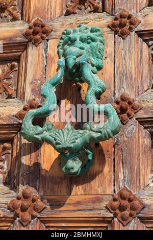 Door in Maricel Palace, Sitges, Catalonia, Spain, Europe Stock Photo