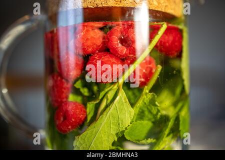 handmade raspberry and mint lemonade Stock Photo