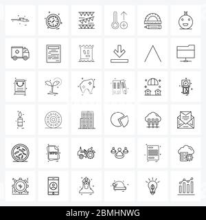 Universal Symbols of 36 Modern Line Icons of compass, temperature, celebration, house, party Vector Illustration Stock Vector
