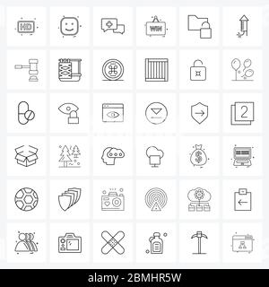 Set of 36 Universal Line Icons of open, folder, medical, win, win Vector Illustration Stock Vector