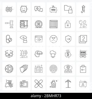 Set of 36 Universal Line Icons of open, folder, medical, win, win Vector Illustration Stock Vector