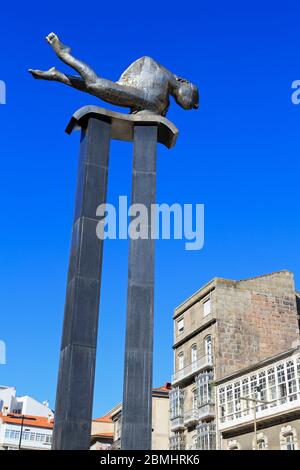 Sculpture on Porta Do Sol,Vigo,Galicia,Spain,Europe Stock Photo