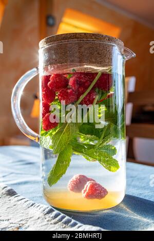 handmade raspberry and mint lemonade Stock Photo