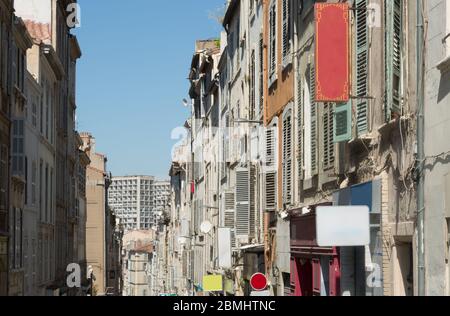 16 Aug 2018. rows of buildings in in Marseille France Stock Photo