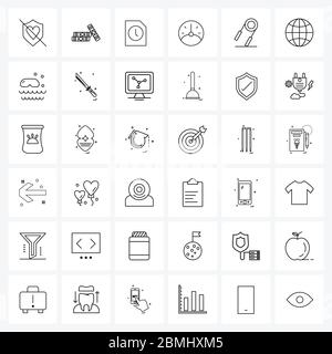 Pixel Perfect Set of 36 Vector Line Icons such as sport, fitness, extension, speed, dashboard Vector Illustration Stock Vector