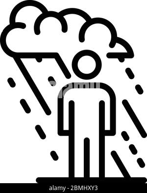 Man in the rain icon, outline style Stock Vector