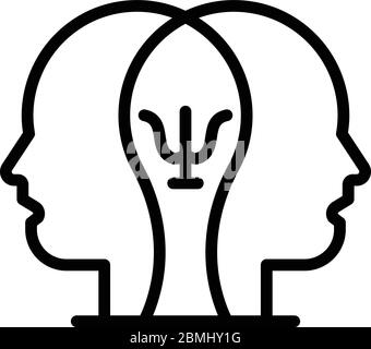 Two heads psychology icon, outline style Stock Vector